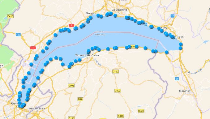 carte des plages du lac Léman