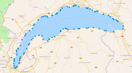 Carte intéractive des ports de plaisance et des plages du lac Léman (Suisse, France)